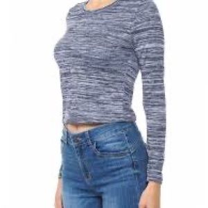 Ambiance crew neck long sleeve blue knit top size small